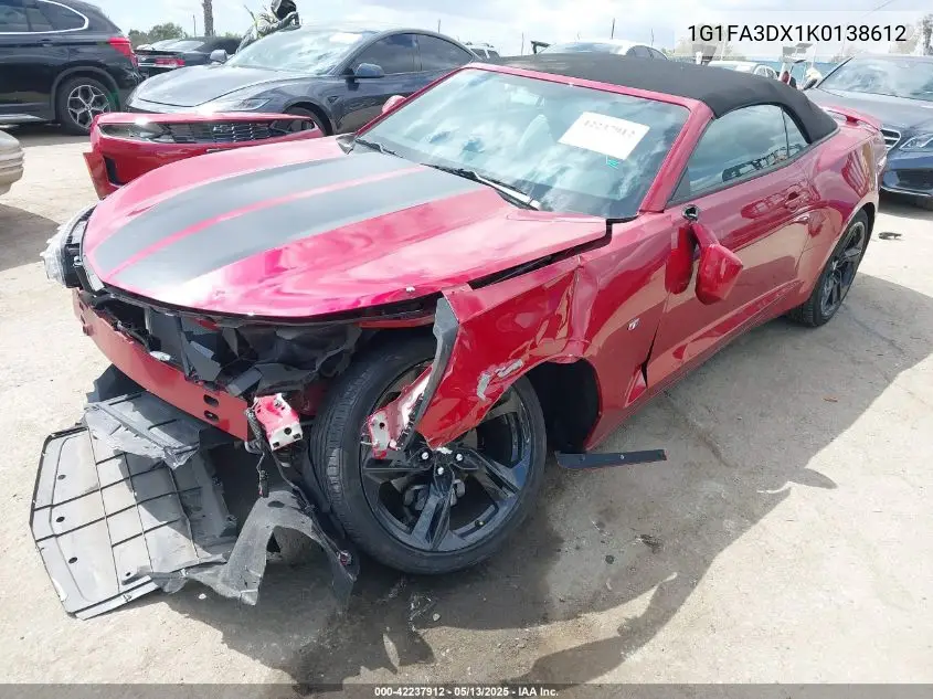 2019 Chevrolet Camaro 1Lt VIN: 1G1FA3DX1K0138612 Lot: 42237912