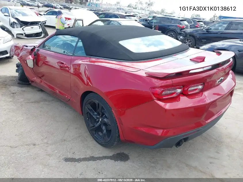 2019 Chevrolet Camaro 1Lt VIN: 1G1FA3DX1K0138612 Lot: 42237912