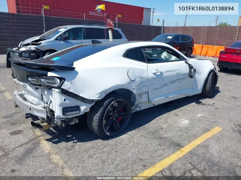 2020 Chevrolet Camaro Rwd Zl1 VIN: 1G1FK1R60L0138894 Lot: 42650383