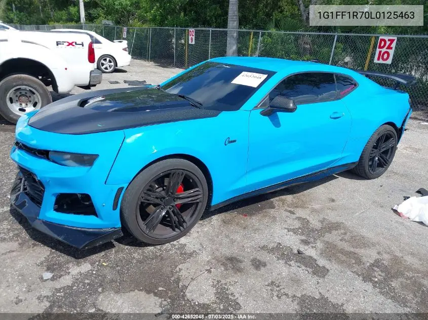 2020 Chevrolet Camaro Rwd Lt1 VIN: 1G1FF1R70L0125463 Lot: 42652048