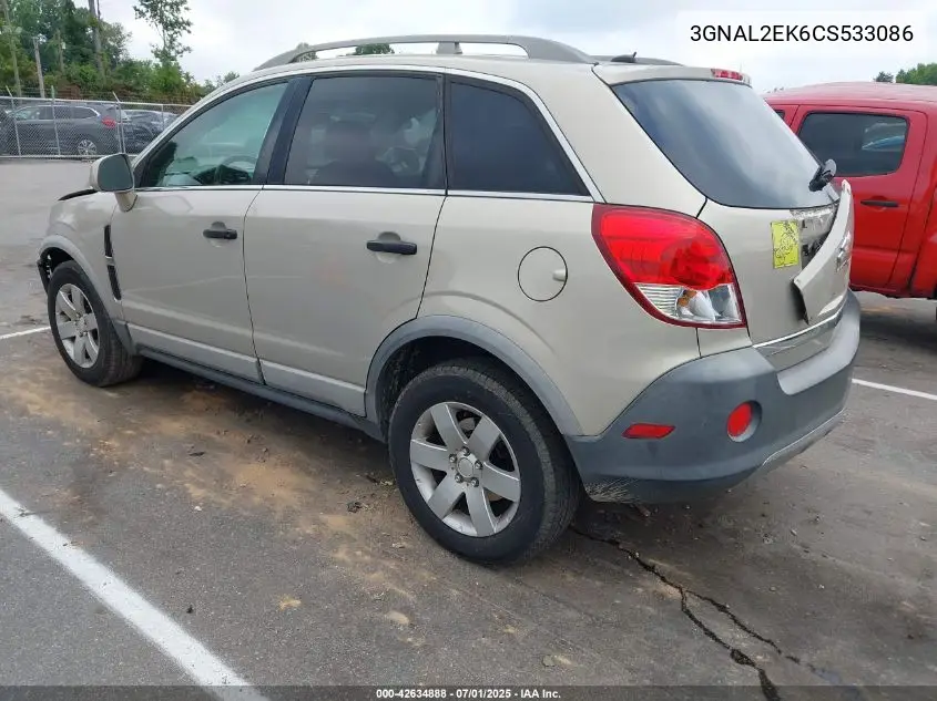 2012 Chevrolet Captiva 2Ls VIN: 3GNAL2EK6CS533086 Lot: 42634888