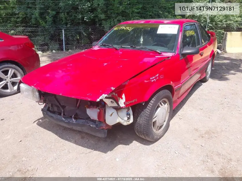 1992 Chevrolet Cavalier Z24 VIN: 1G1JF14T9N7129181 Lot: 42774921