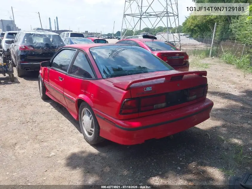 1992 Chevrolet Cavalier Z24 VIN: 1G1JF14T9N7129181 Lot: 42774921