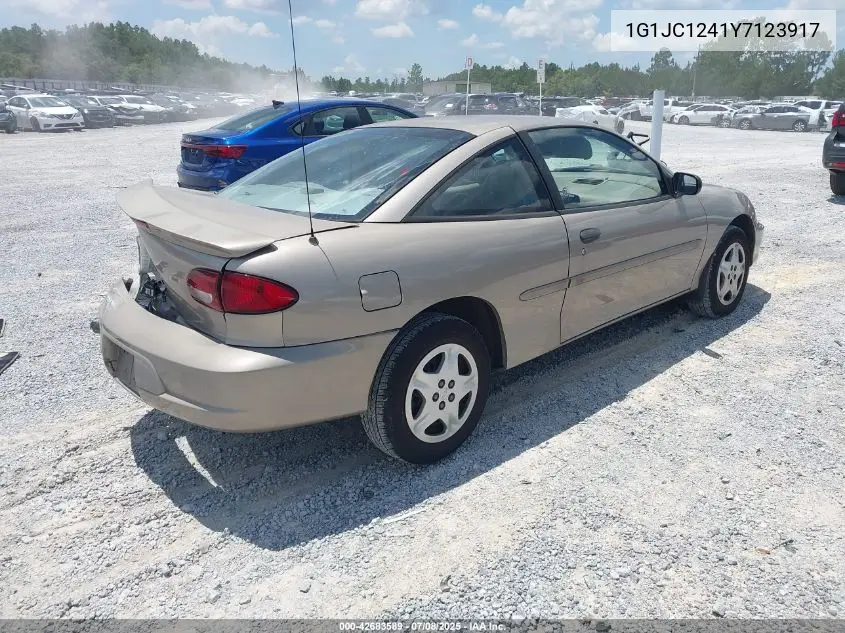 2000 Chevrolet Cavalier VIN: 1G1JC1241Y7123917 Lot: 42683589