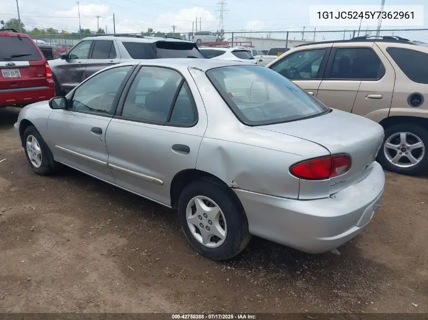 2000 Chevrolet Cavalier VIN: 1G1JC5245Y7362961 Lot: 42758388
