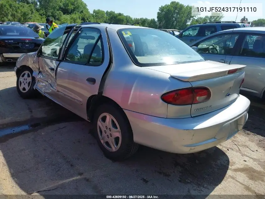2001 Chevrolet Cavalier Ls VIN: 1G1JF524317191110 Lot: 42609150