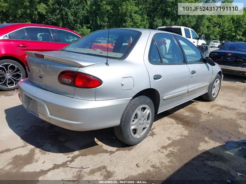 2001 Chevrolet Cavalier Ls VIN: 1G1JF524317191110 Lot: 42609150