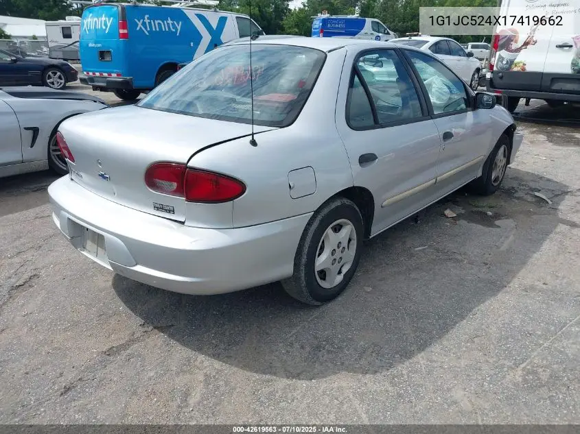 2001 Chevrolet Cavalier VIN: 1G1JC524X17419662 Lot: 42619563