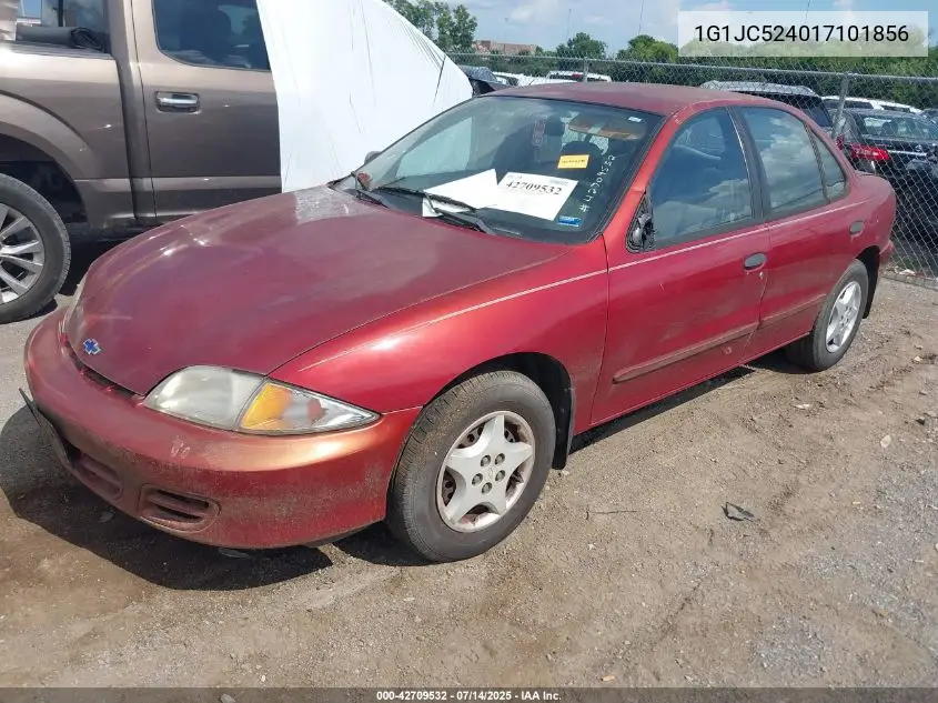 2001 Chevrolet Cavalier VIN: 1G1JC524017101856 Lot: 42709532