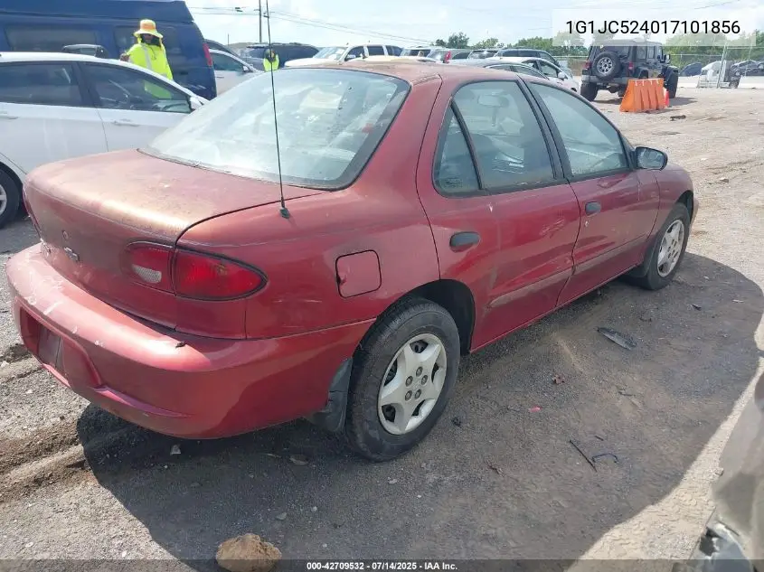 2001 Chevrolet Cavalier VIN: 1G1JC524017101856 Lot: 42709532