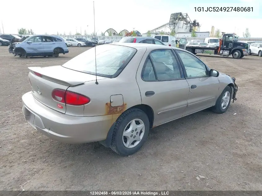 2002 Chevrolet Cavalier Cng VIN: 1G1JC524927480681 Lot: 12302458