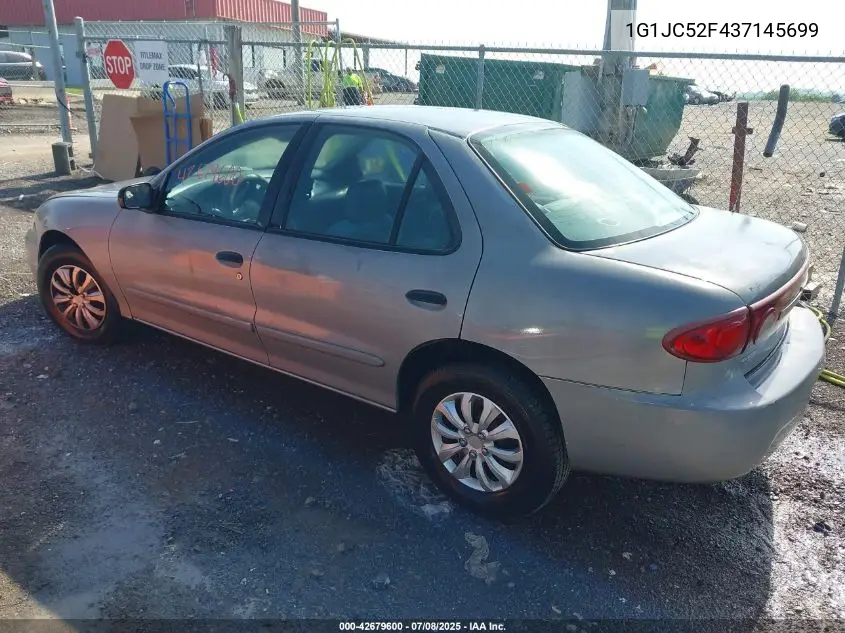 2003 Chevrolet Cavalier VIN: 1G1JC52F437145699 Lot: 42679600