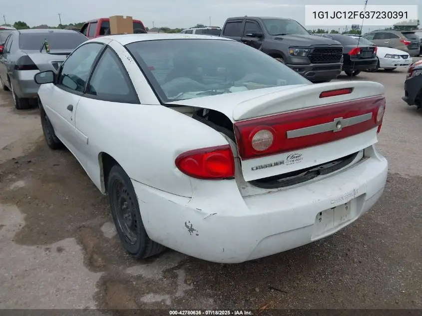 2003 Chevrolet Cavalier VIN: 1G1JC12F637230391 Lot: 42780636