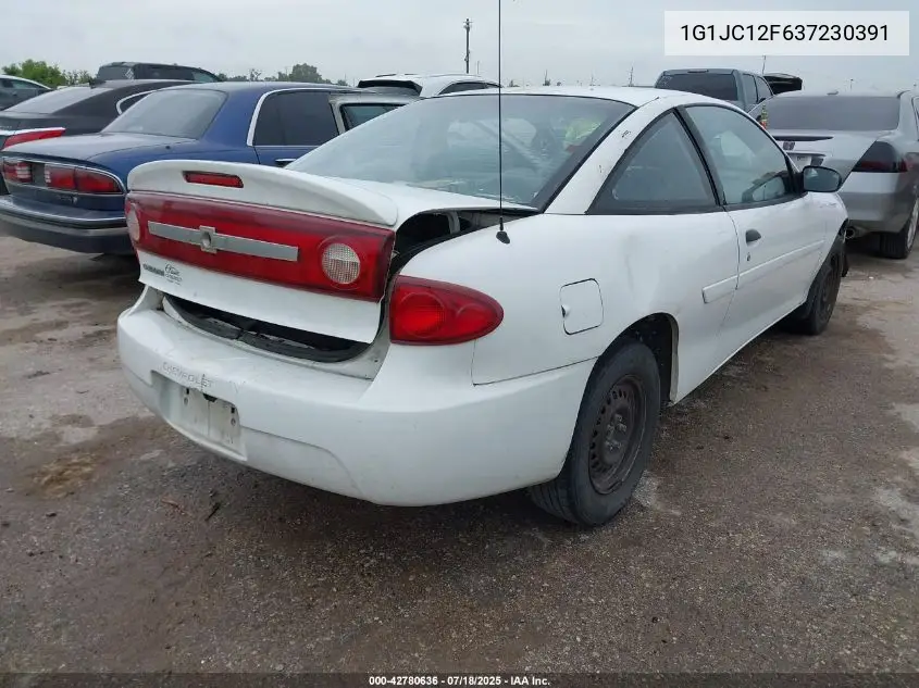 2003 Chevrolet Cavalier VIN: 1G1JC12F637230391 Lot: 42780636