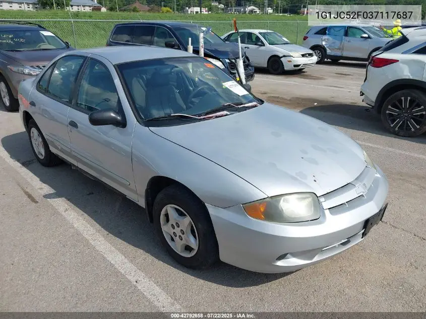 2003 Chevrolet Cavalier VIN: 1G1JC52F037117687 Lot: 42792658