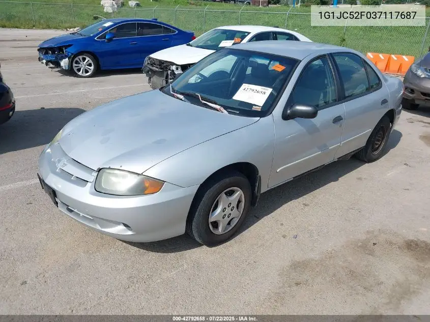 2003 Chevrolet Cavalier VIN: 1G1JC52F037117687 Lot: 42792658
