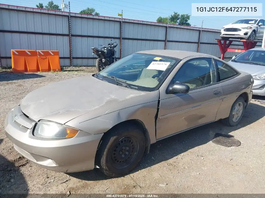 2004 Chevrolet Cavalier VIN: 1G1JC12F647277115 Lot: 42701579