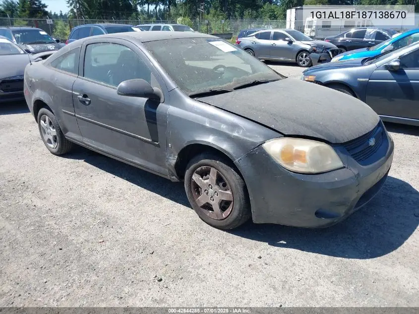 2008 Chevrolet Cobalt Lt VIN: 1G1AL18F187138670 Lot: 42644285