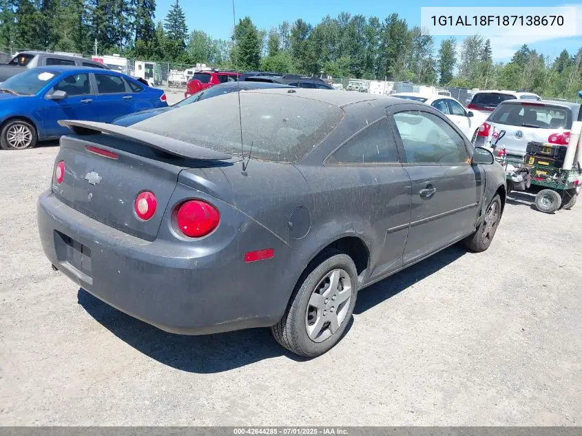 2008 Chevrolet Cobalt Lt VIN: 1G1AL18F187138670 Lot: 42644285