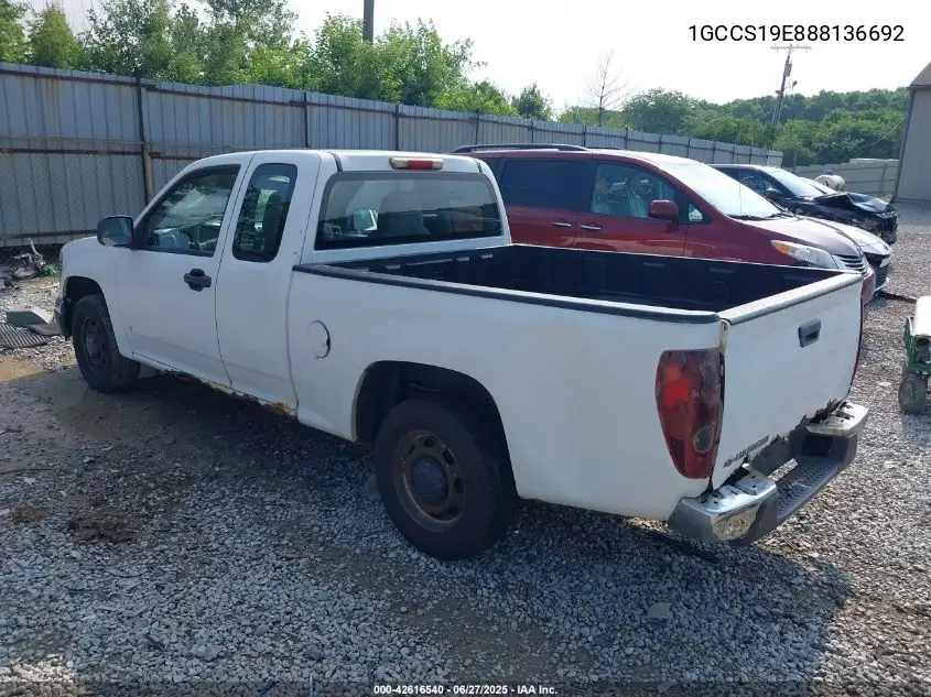 2008 Chevrolet Colorado Work Truck VIN: 1GCCS19E888136692 Lot: 42616540