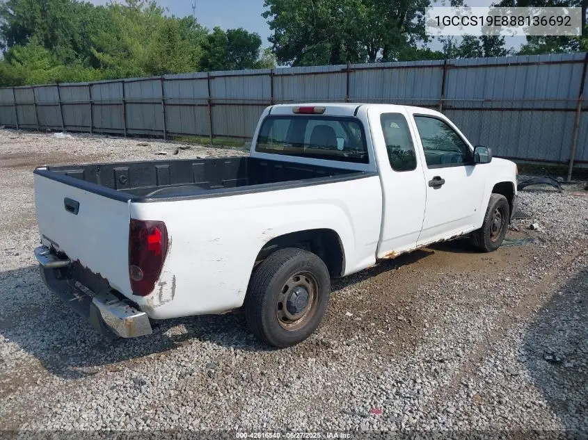 2008 Chevrolet Colorado Work Truck VIN: 1GCCS19E888136692 Lot: 42616540