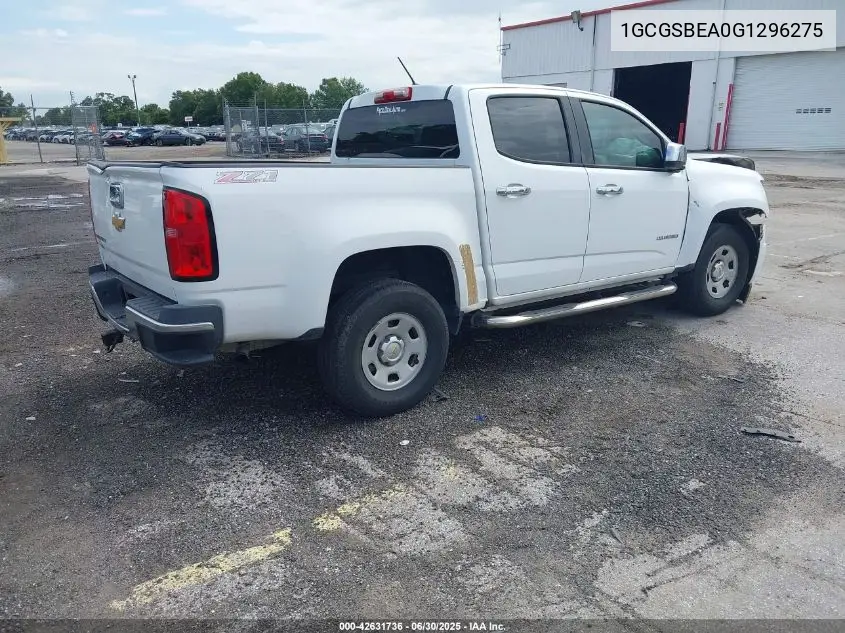 2016 Chevrolet Colorado Wt VIN: 1GCGSBEA0G1296275 Lot: 42631736