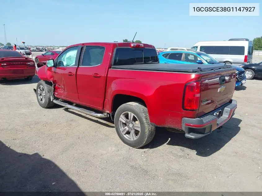 2016 Chevrolet Colorado Lt VIN: 1GCGSCE38G1147927 Lot: 42768491