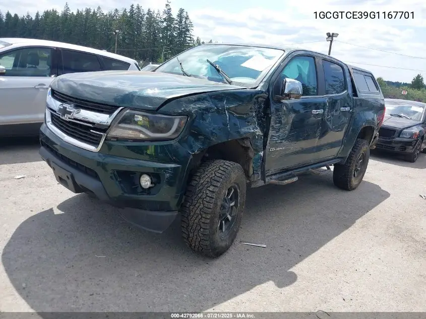 2016 Chevrolet Colorado Lt VIN: 1GCGTCE39G1167701 Lot: 42792066