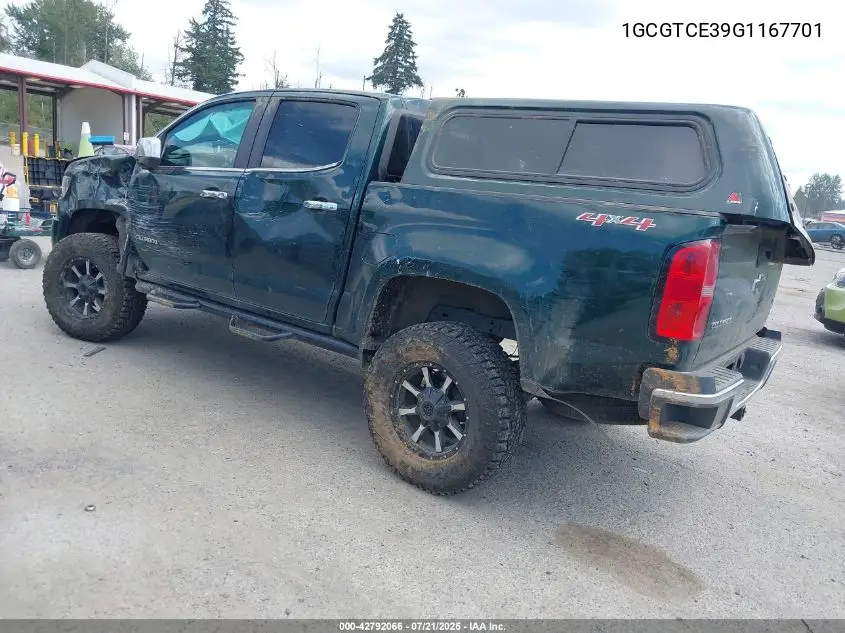 2016 Chevrolet Colorado Lt VIN: 1GCGTCE39G1167701 Lot: 42792066