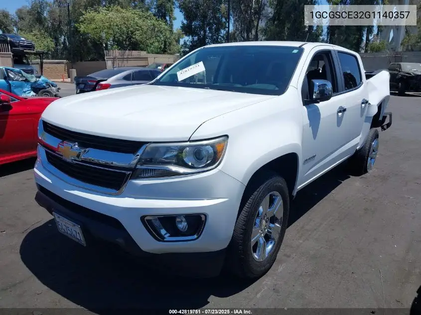 2016 Chevrolet Colorado Lt VIN: 1GCGSCE32G1140357 Lot: 42819751