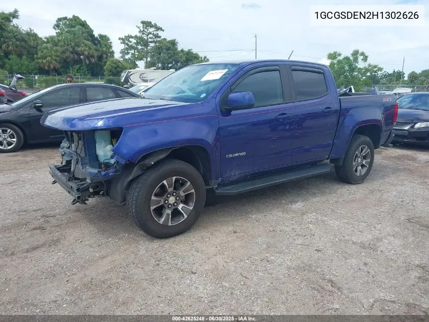 2017 Chevrolet Colorado Z71 VIN: 1GCGSDEN2H1302626 Lot: 42625248