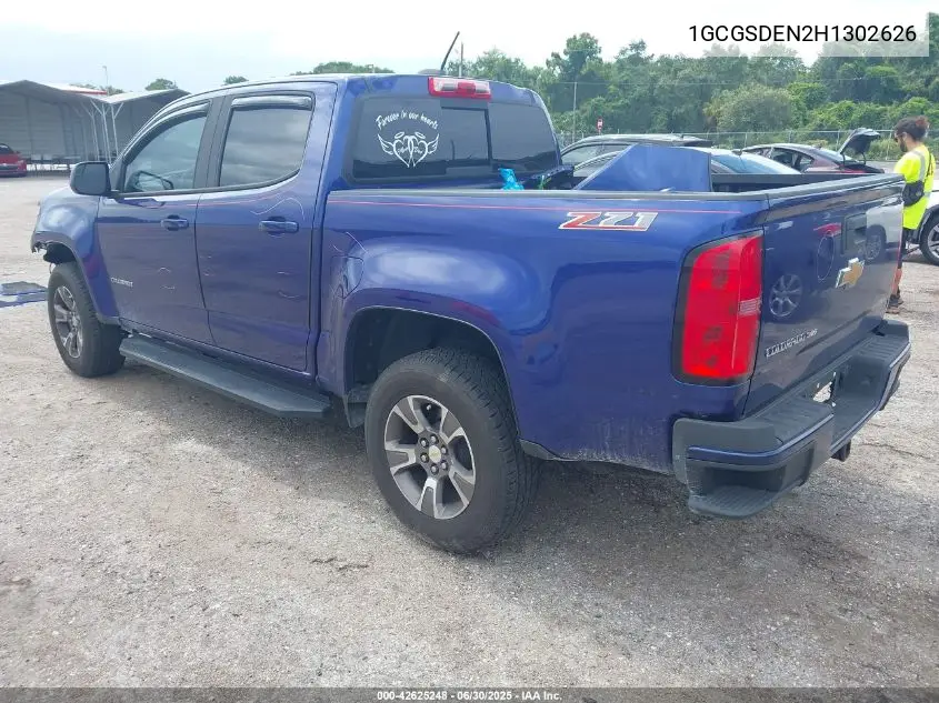 2017 Chevrolet Colorado Z71 VIN: 1GCGSDEN2H1302626 Lot: 42625248