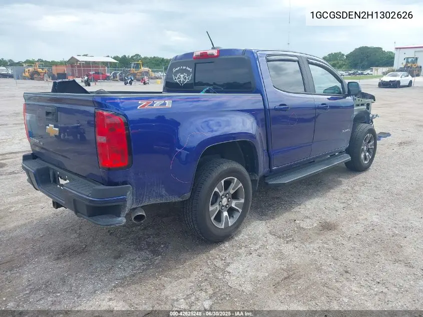 2017 Chevrolet Colorado Z71 VIN: 1GCGSDEN2H1302626 Lot: 42625248