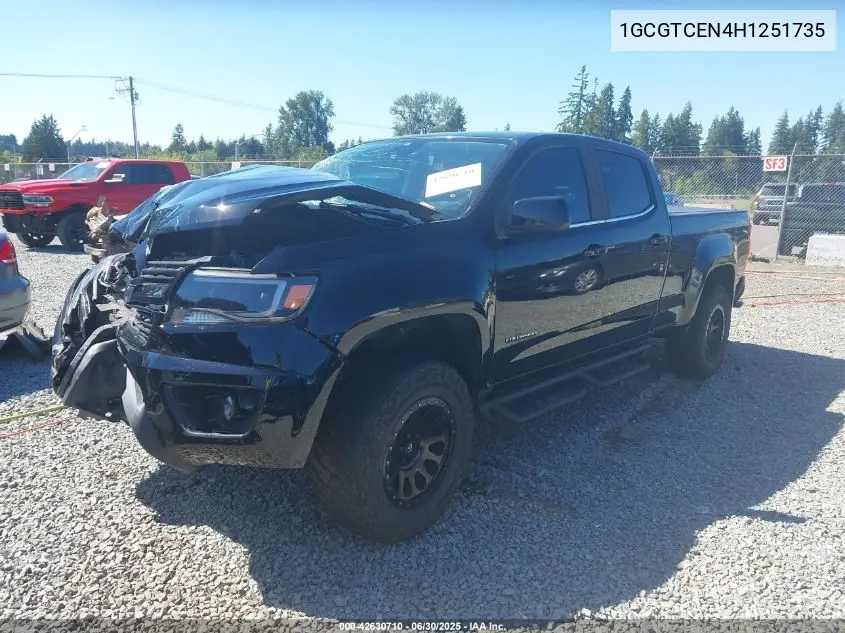 2017 Chevrolet Colorado Lt VIN: 1GCGTCEN4H1251735 Lot: 42630710