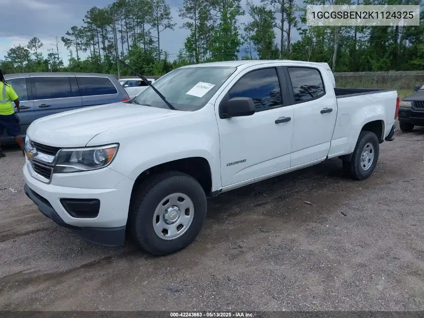 2019 Chevrolet Colorado 2Wd Work Truck VIN: 1GCGSBEN2K1124325 Lot: 42243663