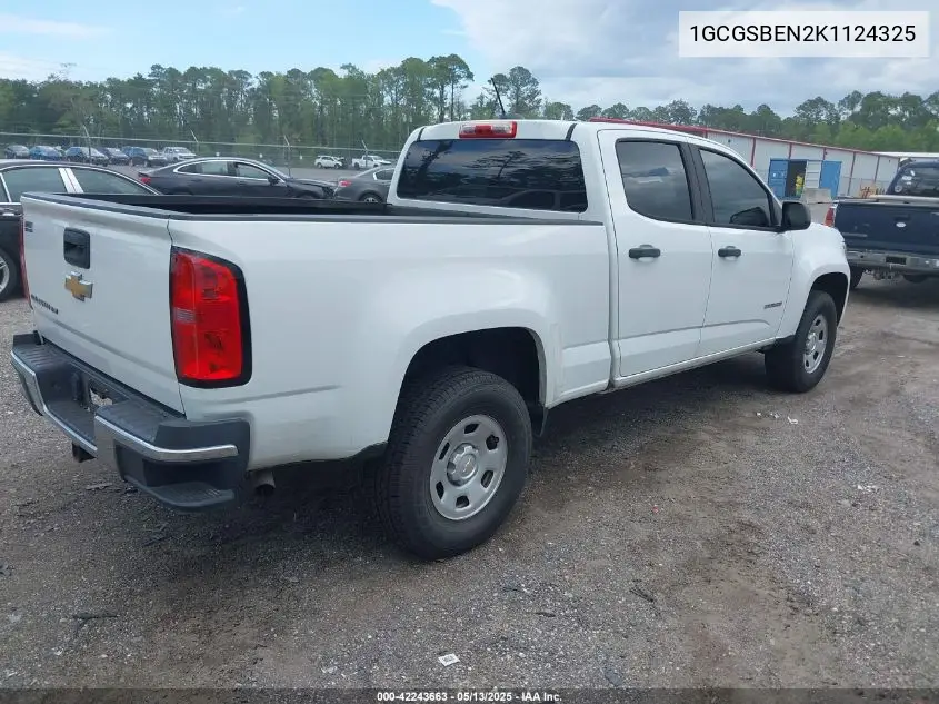 2019 Chevrolet Colorado 2Wd Work Truck VIN: 1GCGSBEN2K1124325 Lot: 42243663