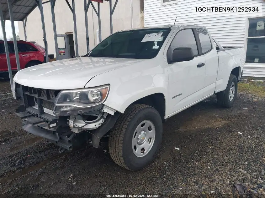 2019 Chevrolet Colorado Wt VIN: 1GCHTBEN9K1292934 Lot: 42640356