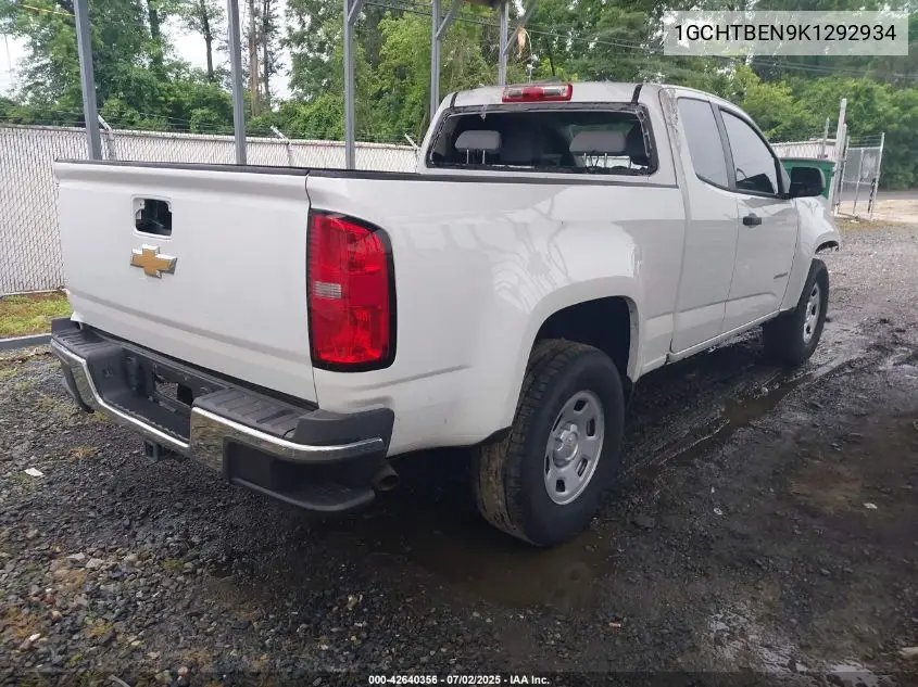 2019 Chevrolet Colorado Wt VIN: 1GCHTBEN9K1292934 Lot: 42640356