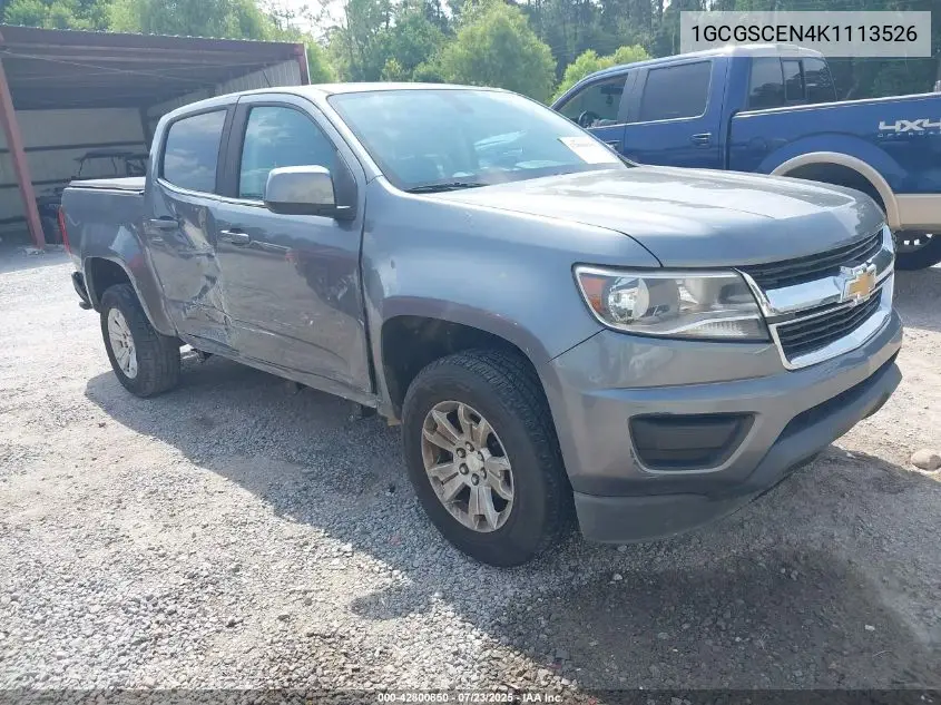 2019 Chevrolet Colorado Lt VIN: 1GCGSCEN4K1113526 Lot: 42800850
