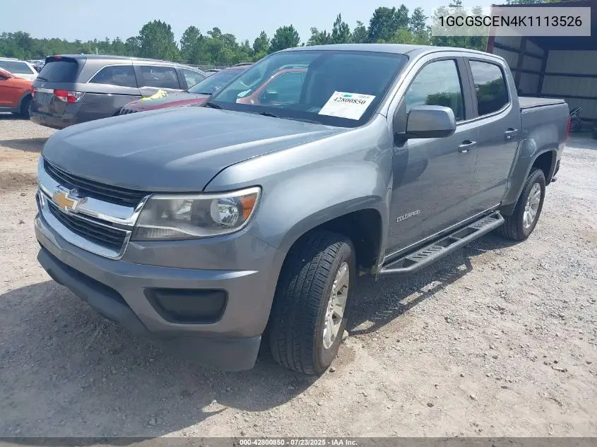 2019 Chevrolet Colorado Lt VIN: 1GCGSCEN4K1113526 Lot: 42800850
