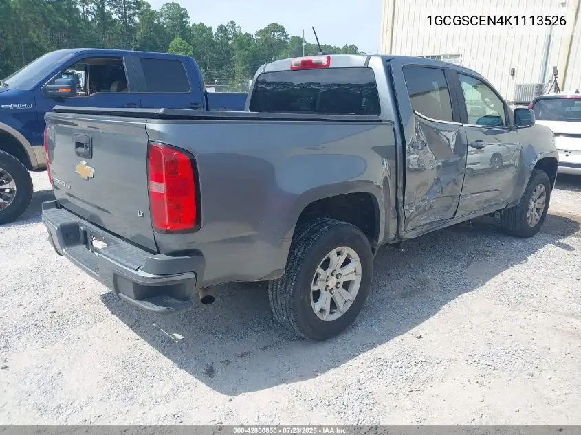 2019 Chevrolet Colorado Lt VIN: 1GCGSCEN4K1113526 Lot: 42800850