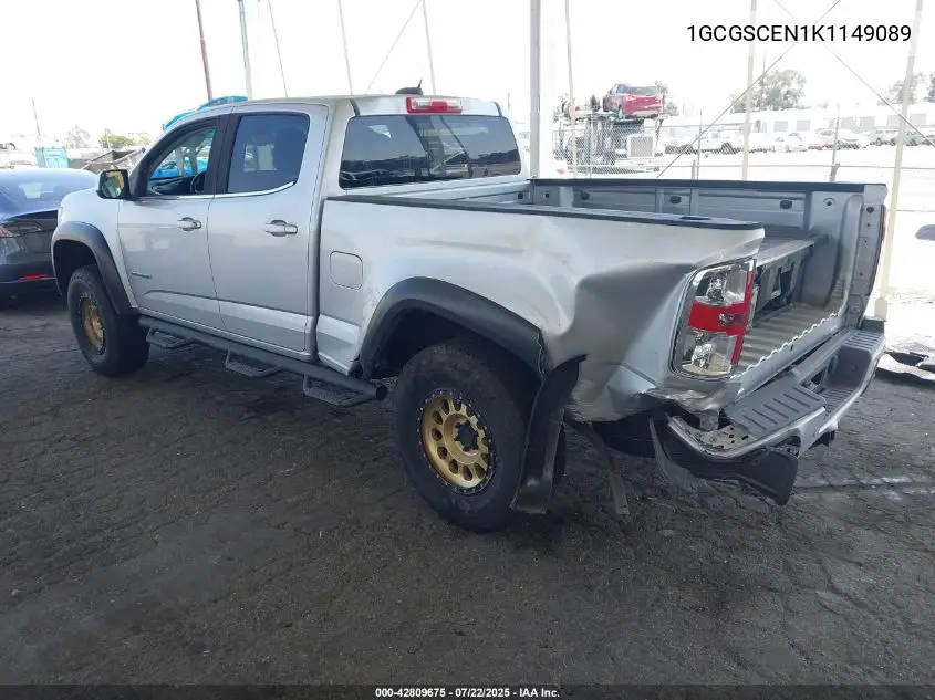 2019 Chevrolet Colorado Lt VIN: 1GCGSCEN1K1149089 Lot: 42809675
