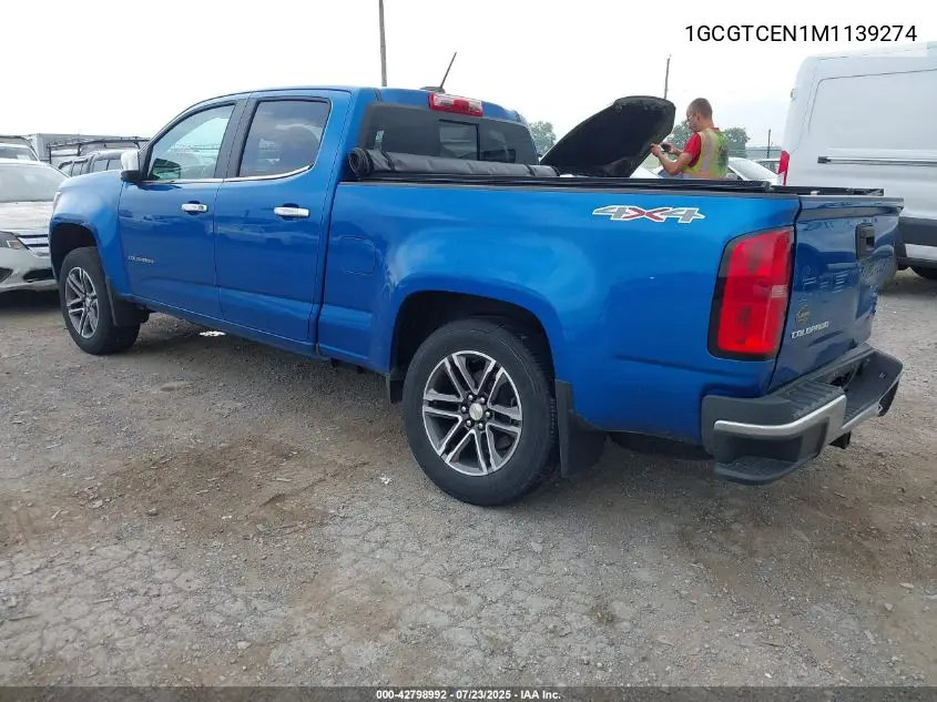 2021 Chevrolet Colorado 4Wd Long Box Lt VIN: 1GCGTCEN1M1139274 Lot: 42798992