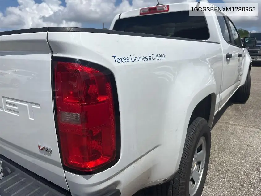 2021 Chevrolet Colorado 2Wd Long Box Wt VIN: 1GCGSBENXM1280955 Lot: 42829296