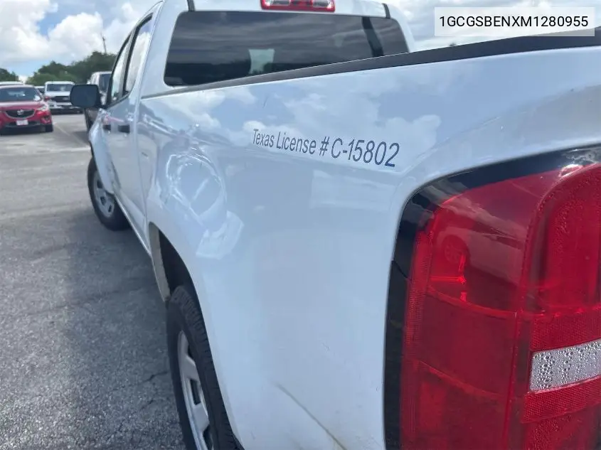 2021 Chevrolet Colorado 2Wd Long Box Wt VIN: 1GCGSBENXM1280955 Lot: 42829296