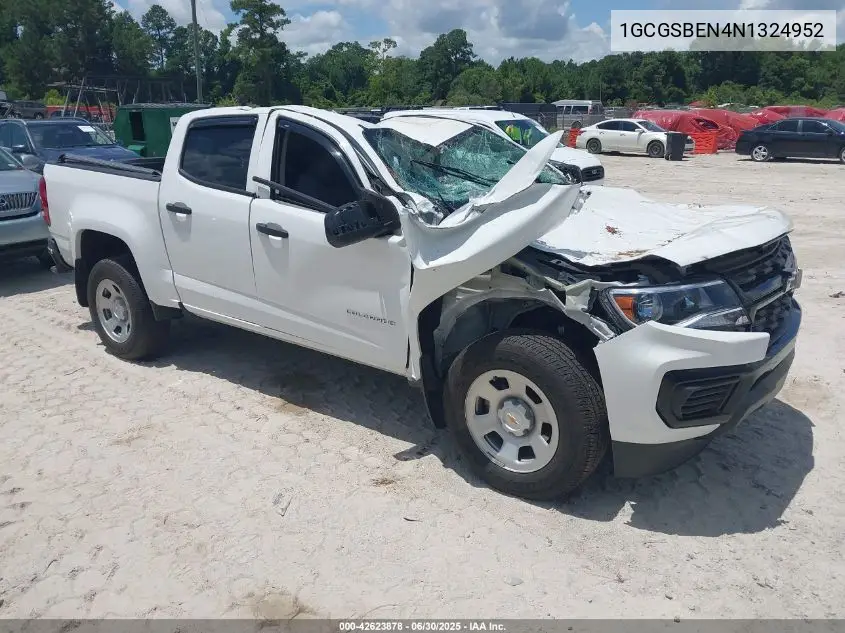 2022 Chevrolet Colorado 2Wd Short Box Wt VIN: 1GCGSBEN4N1324952 Lot: 42623878