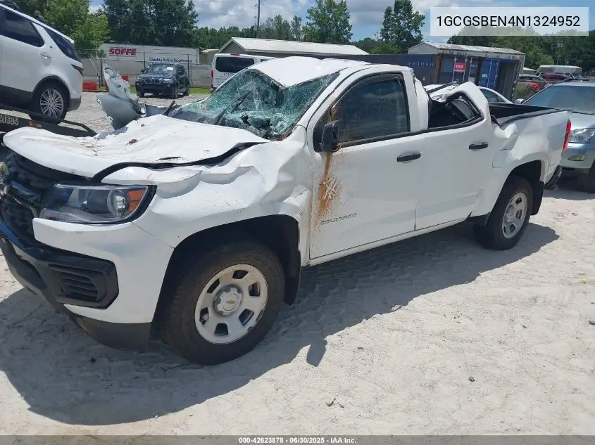 2022 Chevrolet Colorado 2Wd Short Box Wt VIN: 1GCGSBEN4N1324952 Lot: 42623878