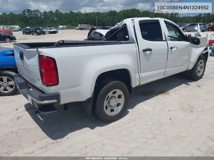 2022 Chevrolet Colorado 2Wd Short Box Wt VIN: 1GCGSBEN4N1324952 Lot: 42623878