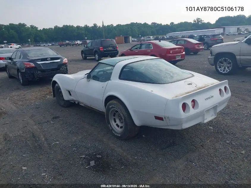 1982 Chevrolet Corvette VIN: 1G1AY8780C5106178 Lot: 42410144