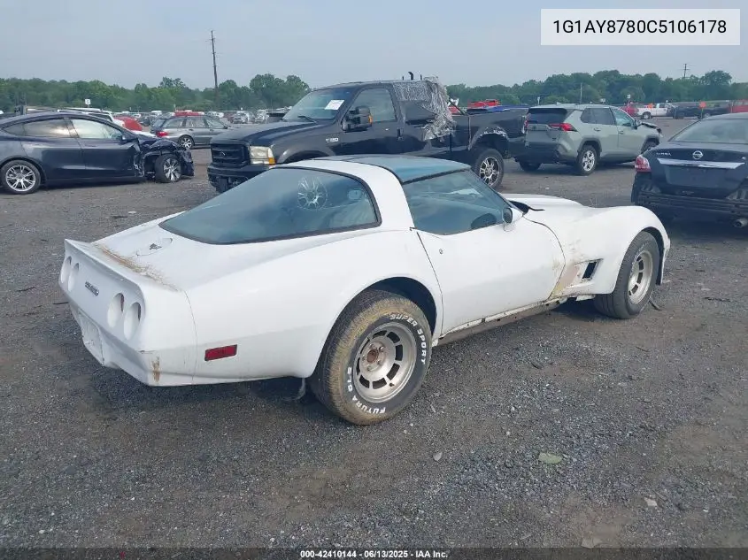 1982 Chevrolet Corvette VIN: 1G1AY8780C5106178 Lot: 42410144